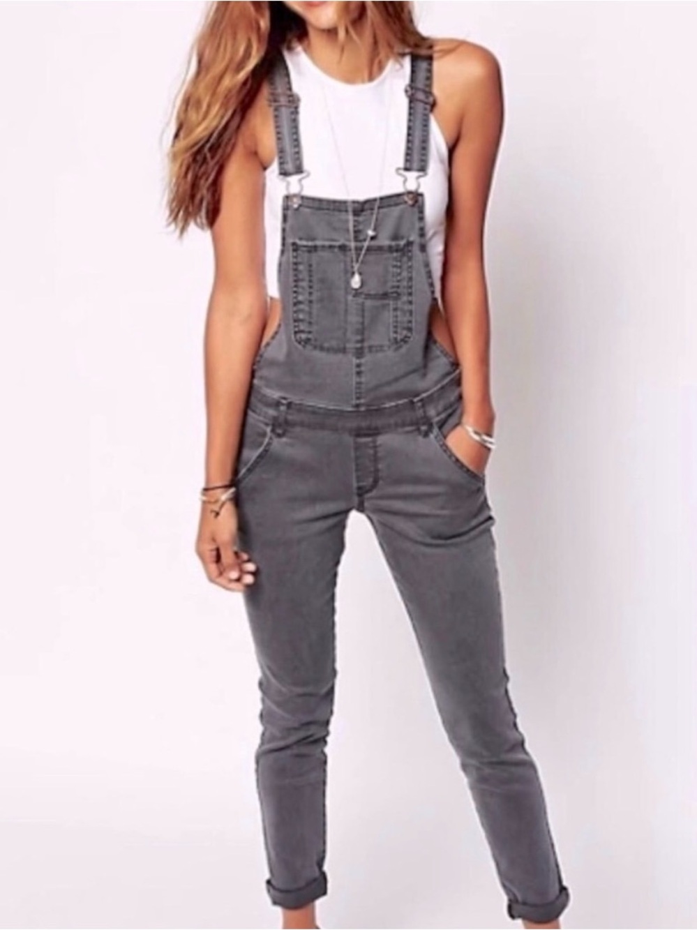 NWOT Abercrombie & Fitch Gray Denim Women's Overalls